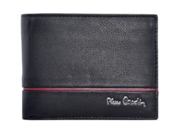 Portfel męski PIERRE CARDIN SAHARA TILAK 8805 RFID czarny z czerwonym paskiem