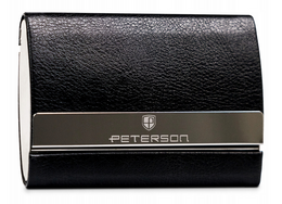 Etui ze skóry eko na wizytówki PETERSON M6106  czarne