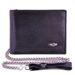 Portfel męski PETERSON 304Ł-2-1-1-T czarny z łańcuchem