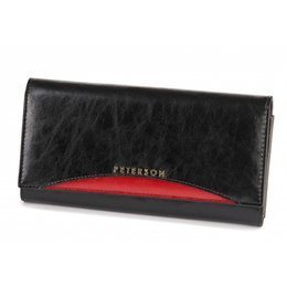 Portfel damski PETERSON RFID PL-466-CZARNY Z CZERWONYM ZDOBIENIEM