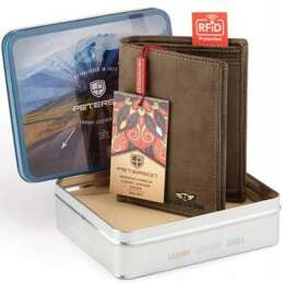 Portfel męski PETERSON RFID 339-2-1-4 brąz - nubuk