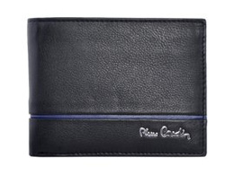 Portfel męski PIERRE CARDIN SAHARA TILAK 8805 RFID czarny z niebieskim paskiem