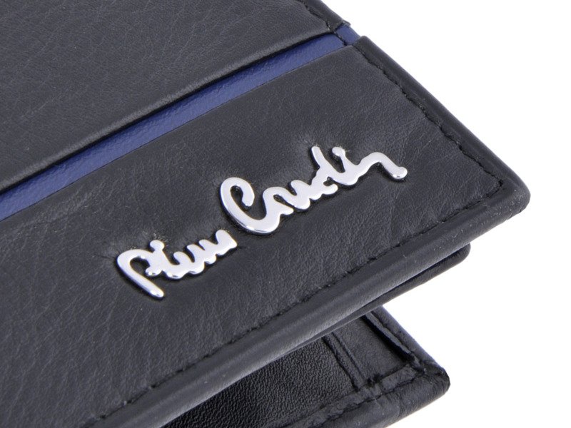 Portfel męski PIERRE CARDIN SAHARA TILAK 8806 RFID czarny z niebieskim paskiem