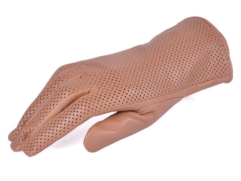 Rękawiczki damskie PUCCINI D-1550 jasno brązowe kropeczki