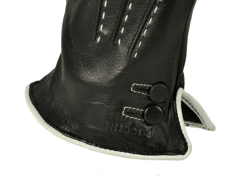 Rękawiczki damskie PUCCINI D-692 czarne z białą nitką