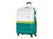 Duża walizka AMERICAN TOURISTER 76A Pasadena biało-turkusowa z zielonym pasem